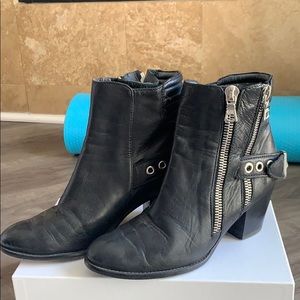 Black moto ankle boots